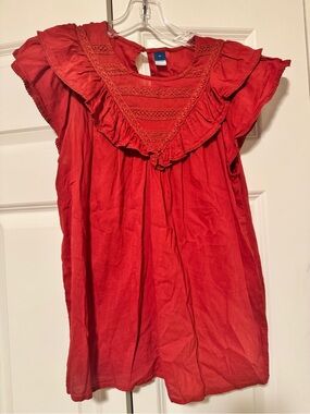 Old Navy Rust Orange Boho Linen Ruffle Top XS